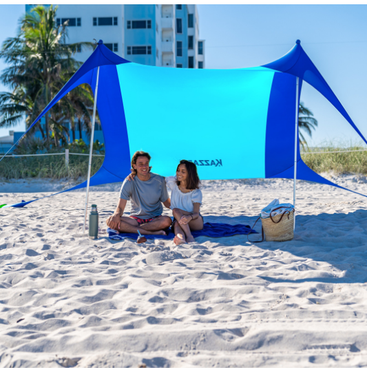 KAZZARY Beach Sunshade Canopy UPF50+ with Sandbags